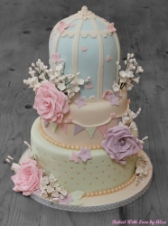 Three tier wedding cake pastel colours
